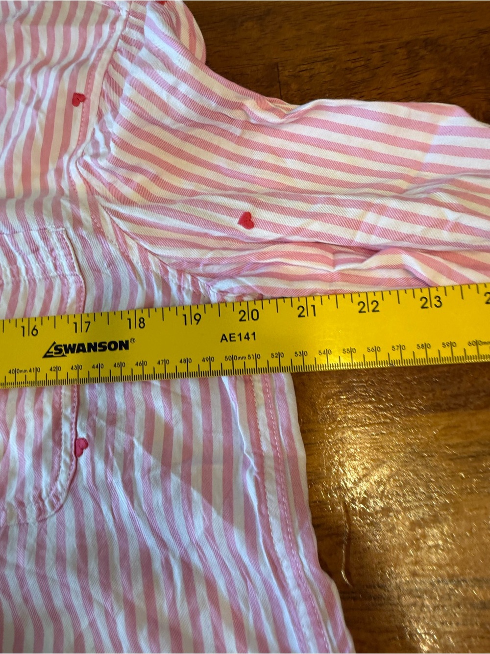 BeachLunchLounge Pink White Striped Heart Embroidered Button Down Shirt small - Picture 7 of 9